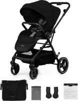 Kinderkraft YOXI - Kinderwagen bis 27 kg - leicht - wendig - pannensichere Räder - TRAVEL SYSTEM - verstellbare Rückenlehne - Schwarz