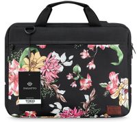 Zagatto ZG79 Tokio Kollektion Damen 15,6 Zoll Laptop-Tasche Notebooktasche Aktentasche Schwarz mit Blumen Notebook Schutzhülle Schutztasche sleeve