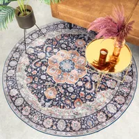 Teppich Vintage Rund - Imagine Medaillon Blau - Ø 160cm - Orientalisch - Wohnzimmer, Esszimmer, Schlafzimmer -  FRAAI | Home & Living