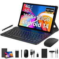 Tablet 10 Zoll mit Tastatur und Maus MAGCH, 36GB+128GB(1TB TF), Octa-Core, Android 14.0, 1920*1200 FHD, 4G LTE/SIM/5G WIFI, 8000mAh, 13MP+8MP, Schwarz