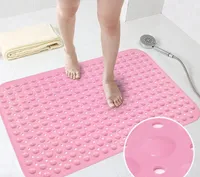 Badewanneneinlage mit Saugnäpfen Duschvorleger rutschfeste Duschmatte Naturkautschuk 0.7cm Rosa 58x88cm