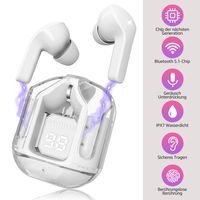 CMYbabee Bluetooth Kopfhörer, Bluetooth 5.1 mit ENC HD Anruf Kabellose Kopfhörer mit Noise Cancelling Mic, HiFi Stereo Ohrhörer, LED Anzeige, Weiß