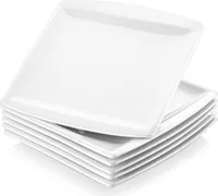 Malacasa, série Blance, 6dílná sada krémově bílý porcelánový talíř na dort dezertní talíř snídaňový talíř 8,25 palce / 20x20x2cm pro 6 osob