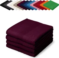 4er PACK Saunatücher XXL 100x200 cm Saunalaken Strandtücher Saunahandtücher 100% Baumwolle Badelaken, Farbe: Brombeere