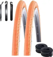 2 x Kenda 28" Kontender K-196 Rennradreifen in Orange 26-622 (28 x 1,10) + 2 passende Schläuche SV inkl. maxxi4you Reifenheber
