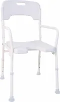 Drive Medical Duschstuhl mit Armlehnen und Hygieneausschnitt DSF 130 faltbar
