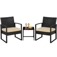 Yaheetech Gartengarnitur Polyrattan Sitzgruppe 3-teilig Balkonset Balkonmöbel Set Gartenmöbel Rattanoptik Loungeset Terrassenmöbel Wetterfest