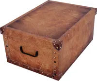 XXL Dekokarton CAMEL LEATHER in schöner, heller Leder Optik - Maße: ca. 51 x 37 x 24 cm
