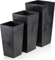 HowHomely | Kvetináč, sada 3 kvetináčov, čierny kvetináč - 67,7 & 57 & 46,5 cm - kvetinový žľab, kvetináč