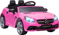 AIYAPLAY Mercedes SLC 300 12V Elektroauto für Kinder von 3–6 Jahren mit Fernbedienung, LED-Scheinwerfern, Hupe, Musik, TF, USB und Türöffnung 3–5 km/h, 107 x 62,5 x 44 cm, Rosa