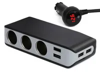 Retoo Zigarettenanzünder Verteiler mit 2 Mehrfach Steckdose,Voltmeter und 2  USB, 12V/24V, 3.1A Quick Charge, Auto Ladegerät, Anschlüsse für Handy