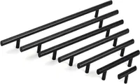 6 Schrankgriffe Schwarz – Edelstahl Möbelgriffe für Küchenschränke, Türgriffe, Lochabstand 64mm