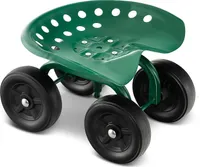 GOPLUS Rollsitz, Gartensitz mit Rollen, Kniebank fahrbar, Arbeitssitz Garten, höhenverstellbar 28-40cm, bis 150kg, Gartenhelfer Gartenwagen für Garten & Werkstatt