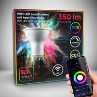 1er LED Wi-Fi Lampe GU10 Fassung 5,5 Watt 350 Lumen wählbare Lichtfarbe RGB CCT Kaltweiß Neutralweiß Warmweiß Dimmbar Appsteuerung Sprachsteuerung Alexa Google Home iOS & Android kompatibel WLAN Glühbirne Smartes Leuchtmittel B.K.Licht 1er LED Wi-Fi Lampe GU10 Fassung 5,5 Watt 350 Lumen wählbare Lichtfarbe RGB CCT Kaltweiß Neutralweiß Warmweiß Dimmbar Appsteuerung Sprachsteuerung Alexa Google Home iOS & Android kompatibel WLAN Glühbirne Smartes Leuchtmittel B.K.Licht