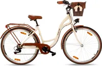 Goetze Citybike Mood 28 Zoll, 7-Gang Shimano, Tiefeinstieg, Damenfahrrad inkl. Rattan-Korb