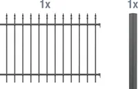 Alberts Zierzaun - Anbauset Chaussee, Höhe 120 cm, Länge 2 m, anthrazit, zum Einbetonieren