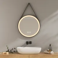 EMKE Kúpeľňové zrkadlo okrúhle s ochranou proti zahmlievaniu 50 cm Kúpeľňové zrkadlo 3 farby svetla Kúpeľňové zrkadlo Stmievateľné LED zrkadlo s dotykovým spínačom, IP44 Úspora energie