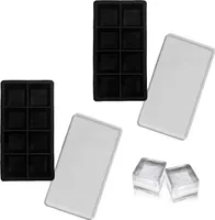 2er Set Silikon XXL Eiswürfelform Jumbo Eiswürfelbehälter mit Deckel Eiswürfelbereiter Eiswürfel Silikonform Riesenwürfel
