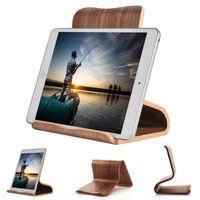 Tablet Holzständer Universal Tisch Halter für Smartphone, iPhone, iPad, E-Reader und Mehr Walnuss Dunkelbraun