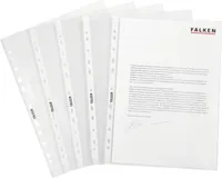 Original Falken 100er Pack Standard PP-Kunststoff Prospekthüllen. Für DIN A4 transparent glasklar oben offen Klarsichtfolie Plastikhülle Klarsichthülle ideal für Ordner Ringbücher und Hefter