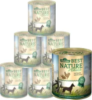 Dehner Best Nature Hundefutter, Nassfutter getreidefrei, für ausgewachsene Hunde, Huhn / Kaninchen / Nudeln, 6 x 800 g Dose (4.8 kg)