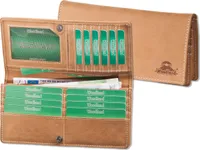 Woodland® Große Luxus Damen-Lederbörse aus naturbelassenem, weichem Büffelleder in Cognac