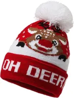 Weihnachtsmützen Plüsch Uni Kinder Bommel Mütze Weihnachten Strickmütze Beanie Hat Wintermütze warme Mütze für Weihnachts Dekoration, 2#