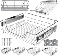 KESSER® Teleskopschublade ✓ Küchenschublade ✓ Küchenschrank ✓ Korbauszug ✓ Schrankauszug ✓ Vollauszug ✓ Schublade, Silber, 1x 60cm