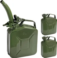 MONZANA® 3x 5 L Kanister Stahl Sicherheitsbügel UN-Zulassung Benzinkanister Metall Diesel Kanister Behälter Stahl Kraftstoffkanister oliv