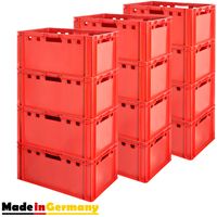 12 Stück E3 Fleischkisten Rot Kisten Eurobox Lebensmittelecht Metzgerkiste Box Aufbewahrungsbox Kunststoff Wanne Plastik Stapelbar Lagerkisten 60 x 40 Kingpower