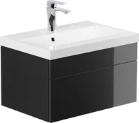 HOME DELUXE - Badmöbel-Set - WANGEROOGE schwarz - Small - inkl. Waschbecken und komplettem Zubehör - Breite Waschbecken: ca. 60 cm I Badezimmermöbel Waschtisch Badmöbelset