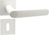 DOMINO Türgriff Drückergarnitur BB-Buntbart Set | quadratische Rosette | Türklinke für Zimmertür, Bürotür, Kellertür & Innentür | Türbeschläge aus Aluminium  |Weiß Türdrückergarnitur | DENVER-QR SLIM WHITE