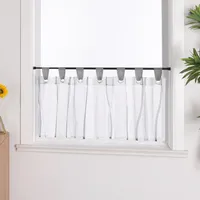 Joyswahl Scheibengardinen Voile Bistrogardinen Küche Gardine Kurzstores Schlaufen Transparent Grau-Weiß HxB 60x140 cm