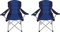 2 Stück Comfort Anglersessel Campingstuhl mit Getränkehalter und Tasche Blau