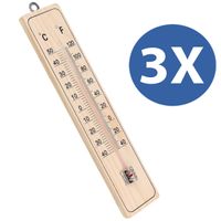 mumbi 3x Holzthermometer Thermometer Gartenthermometer Analog aus Holz für Innen und Außen