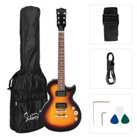 FCH E-Gitarren-Set, Humbucker-Tonabnehmer, mit Gigbag, Schultergurt, Kabel, Schraubenschlüssel und Plektrum, Palisander, Sonnenuntergangsfarbe