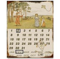 Magnetkalender, Biedermeier Blechschild mit Kindern, Kalender, Dauerkalender