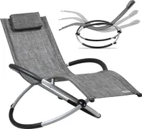 CASARIA® Sonnenliege Klappbar Gartenliege mit Armlehne Kissen Wetterfest 150kg Belastbar Ergonomisch Garten Liegestuhl Schwungliege Wohnzimmer Grau
