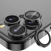 Metal Ring Camera Tempered Glas Film für Apple iPhone 14 Pro Max / 14 Pro Panzer Zubehör Glas Schwarz