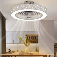 55cm LED Deckenventilator mit Beleuchtung Kreativer Unsichtbarer Low-Profile-Ventilator mit Fernbedienung 220V für Wohnzimmer Esszimmer  ( Ananasperlen Stil)