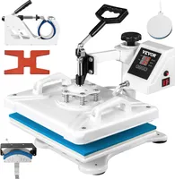 VEVOR Transferpresse 29x38cm Hitzepresse  5 in 1, Heat Press, Heißpresse mit genauen digitalen Zeitschaltuhr & Temperaturregelung 360 Grad, weiße Heißpressmaschine für Schuhe T-Shirts Becher