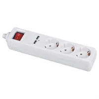 VALUE 3-fach Steckdosenleiste mit Schalter + 2x USB Charger, weiß, 1,5 m