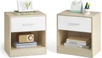 VASAGLE Nachttisch, 2er Set, Beistelltisch, mit Schublade, Griff, offenes Fach