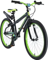 BIKESTAR Kinder Fahrrad ab 9 Jahre | 24 Zoll Urban Jungle Kinderrad | Schwarz Grün