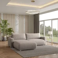Masseno Ecksofa TURIN P mit Schlaffunktion L-Form, Sofa mit Bettkasten, Wohnzimmersofa, Couch, Soffa, Bettsofa, Couchgarnitur- Beige, POSO 02