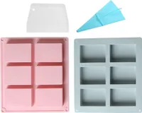 Silikon-Seifenformen, 2er-Set, Rechteckige Silikon-Seifenformen Mit 6 Vertiefungen Für Hausgemachte Bastelseifenform, Kuchenform, Schokoladenform Und Eiswürfelform