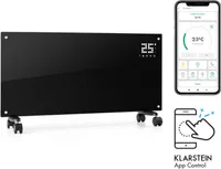 Klarstein Elektroheizung, Konvektor-Heizung mit Bodenrollen, Mobile Elektroheizung Energiesparend, Leise Heizung Elektrisch, Standgerät Heizkörper Elektrisch mit Thermostat & App-Steuerung, 2000 W