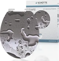 SCHÜTTE WC Sitz GREY STEEL High Gloss mit MDF Holzkern, hochglänzender Toilettendeckel mit Absenkautomatik Motiv, Klobrille