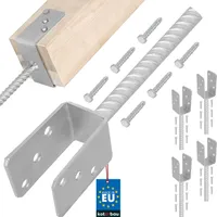 KOTARBAU® 4er Set Pfostenträger zum einbetonieren U 51 mm Feuerverzinkt Stahl Betonanker für Holzpfosten Riffelstahl Pfostenanker Bodenhülse Pfostenschuh Zaunpfosten Holz