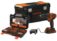 BLACK & DECKER Akku-Schlagbohrschrauber 18V 2-Gang, mit 104-teilig Zubehör + Koffer